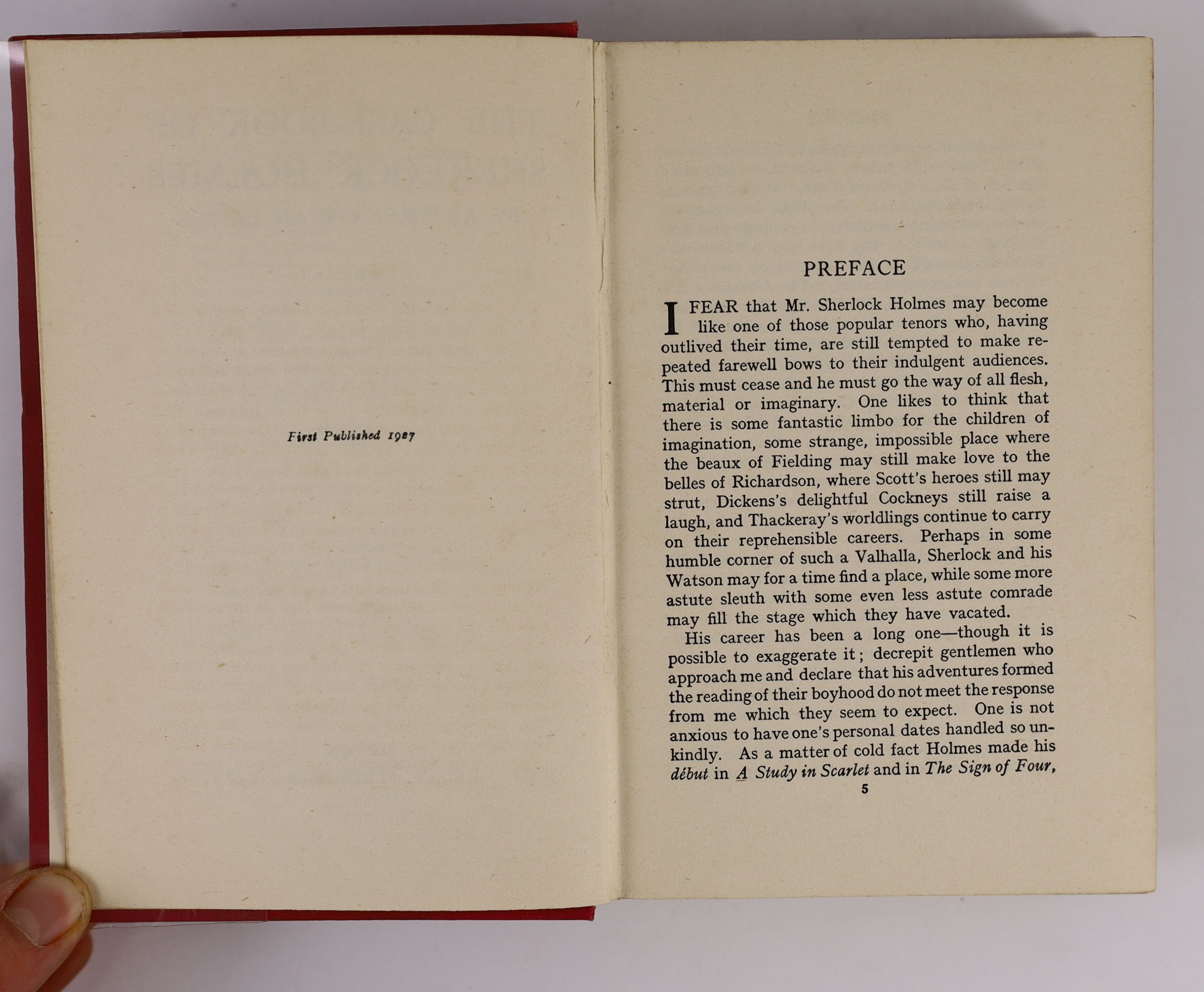 Doyle, Arthur Conan, Sir - His Last Bow, 1st edition, 8vo, original cloth gilt, John Murray, London, 1917 and The Case-Book of Sherlock Holmes, 1st edition, 8vo, original cloth gilt, John Murray, London, 1927 (2)